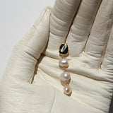 Gold nugget stud triple baroque pearl earrings.