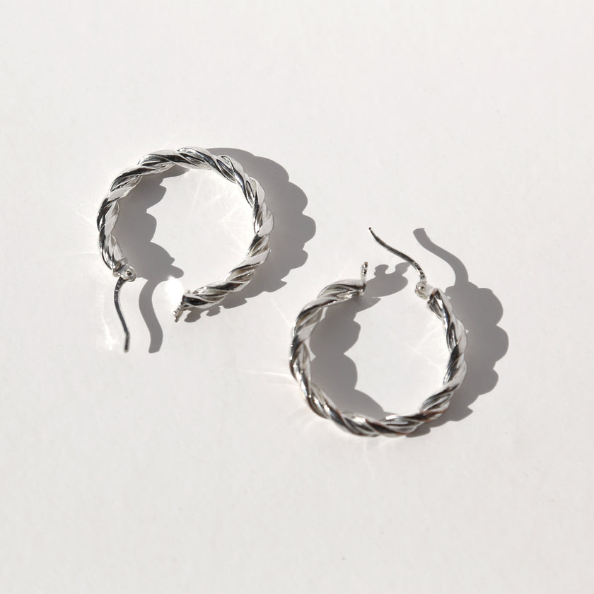 Vintage Sterling silver twisted hoop earrings