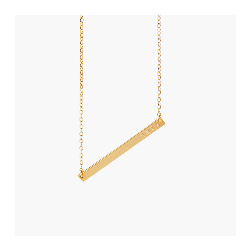 Personalized gold bar necklace