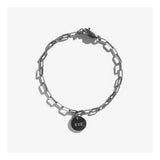 Sterling silver link chain bracelet with initial charm