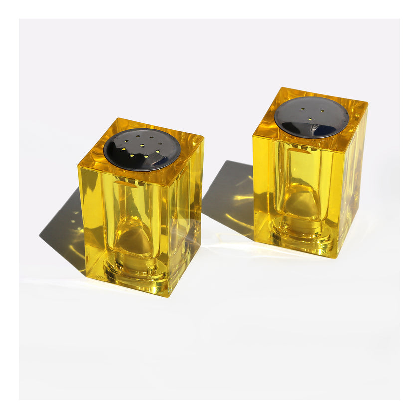 Mid century modern Yellow Lucite Salt and Pepper Shakers