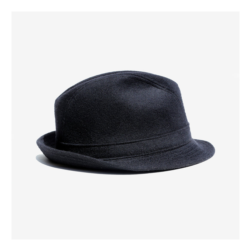 Vintage black wool & cashmere trilby hat, made in Italy
