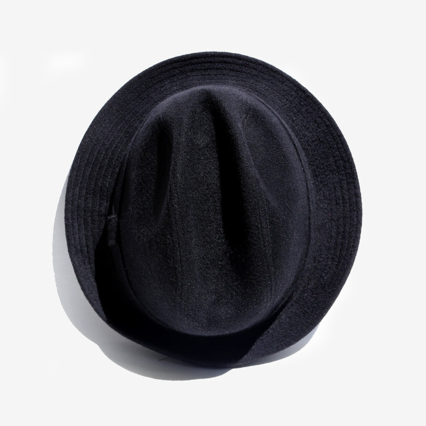 Vintage black wool & cashmere trilby hat, made in Italy