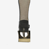 Vintage 60's Space Age Leather Belt with Gold Geometric Futuristic Accents
