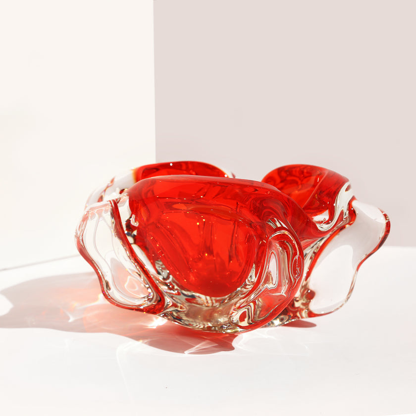 Red Murano Sommerso art glass bowl