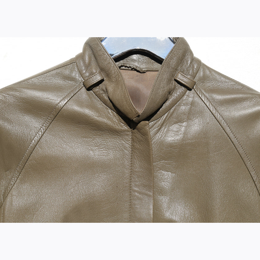 Vintage 80's Taupe leather blouson jacket