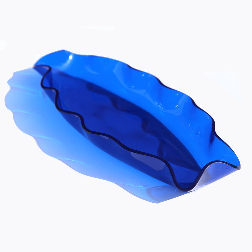 Vintage 70's electric blue lucite wavy trinket dish