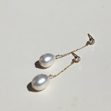 Diamond stud pearl drop earrings