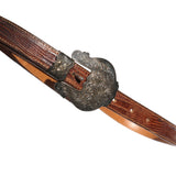 Vintage Western Al Beres Lizard Skin Belt With Silver Buckle