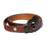 Vintage Western Al Beres Lizard Skin Belt With Silver Buckle