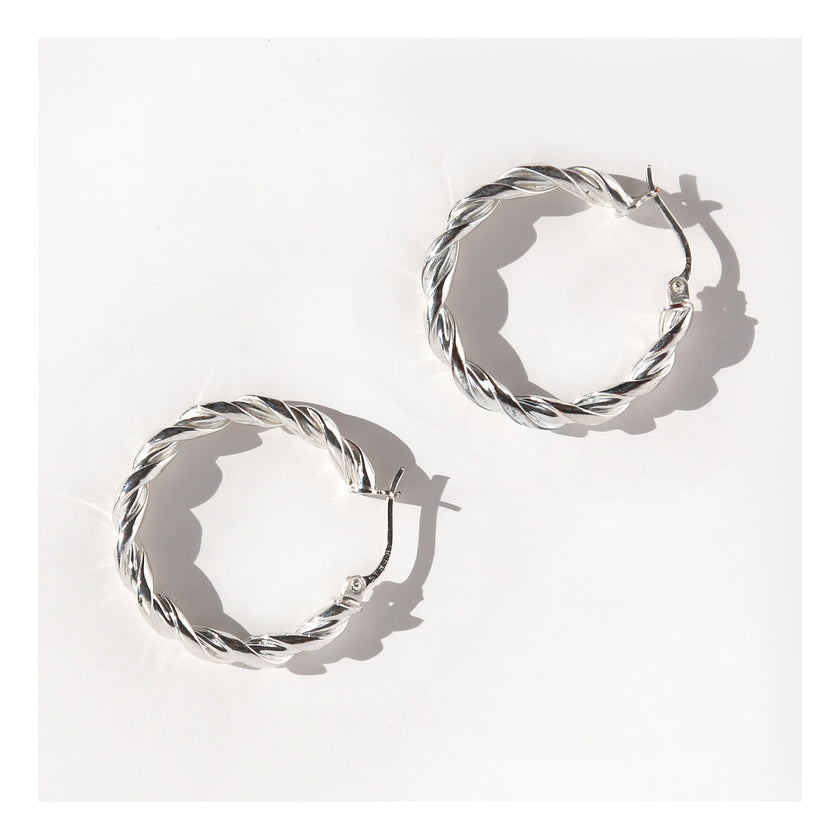 Vintage Sterling silver twisted hoop earrings