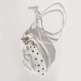 Vintage White Leather 80's Rhinestone Bag