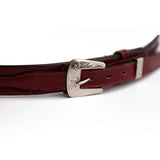 Vintage Tony Lama Burgundy Leather Belt with Ornate Silver Buckle & Tip