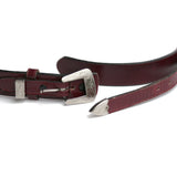 Vintage Tony Lama Burgundy Leather Belt with Ornate Silver Buckle & Tip