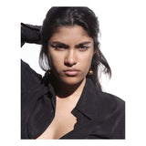 Paperclip chain gold ball drop earrings.