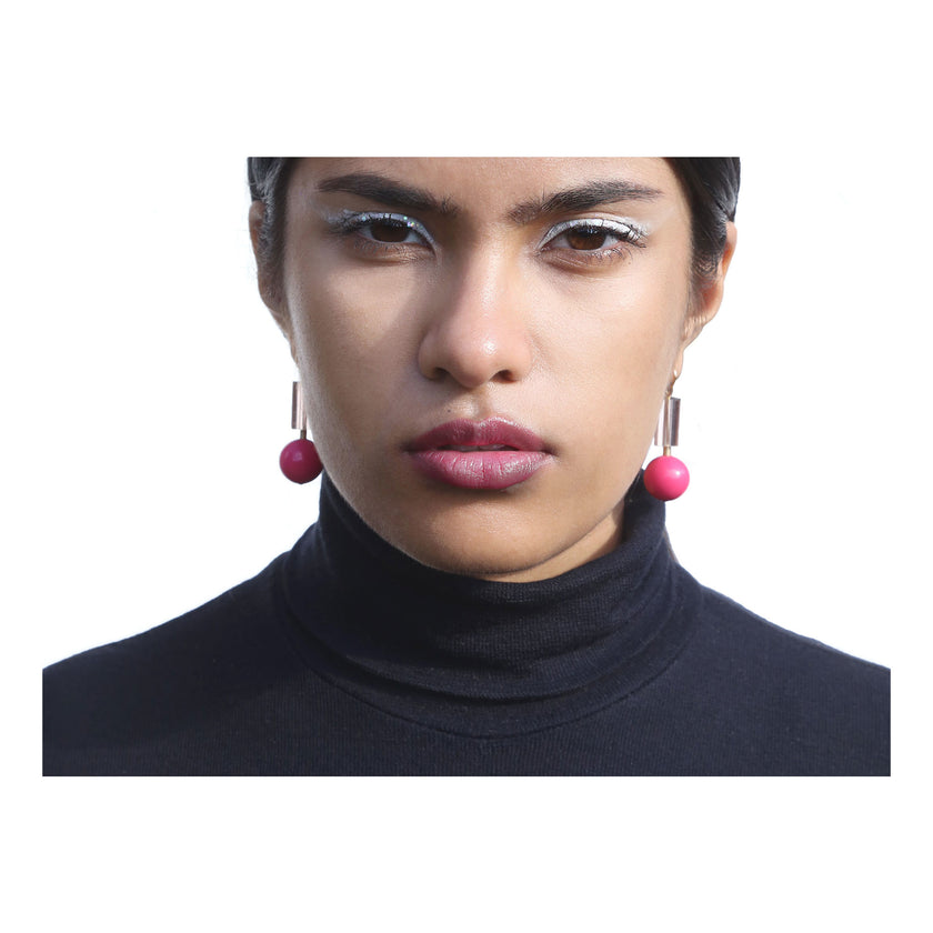 Bubble gum pink lucite drop earrings