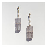 Futuristic paperclip chain and lucite column dangle earrings.