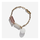 Gold paperclip chain lucite and crystal tube bracelet