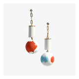 White column and marbled orb drop earrings.