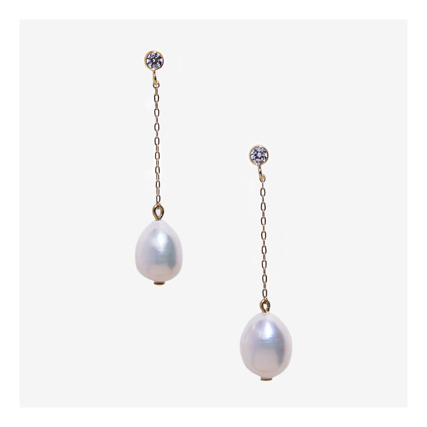 Diamond stud pearl drop earrings