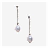 Diamond stud pearl drop earrings