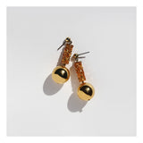 Golden crystal tube and gold ball drop earrings