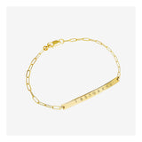 Personalized link chain bracelet custom made in 14k gold filled metal