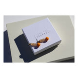 Champagne crystal tube and orange ball drop earrings.