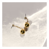 Long gold ball paperclip chain drop earrings