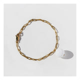 Gold paperclip chain & moonstone drop bracelet.