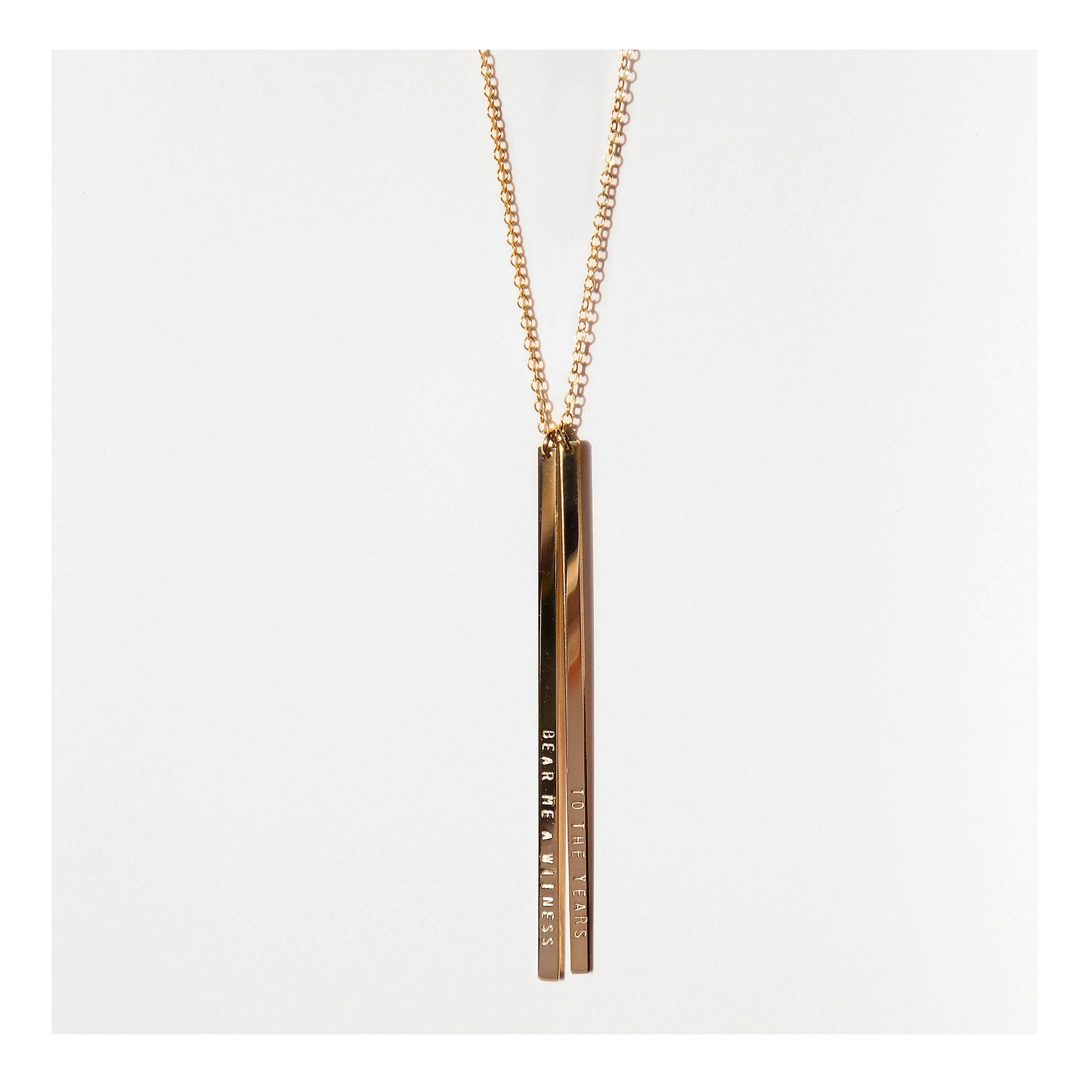 Vertical Bar Bar Pendant Necklace Engraved Sterling Silver Multi