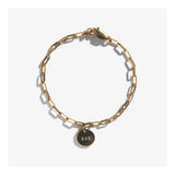 link chain bracelet with initial charm, made of 14k gold filled metal
