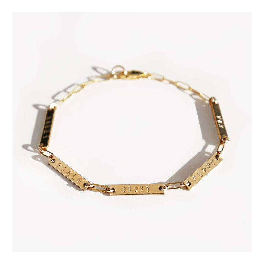 Personalized multi bar link chain bracelet