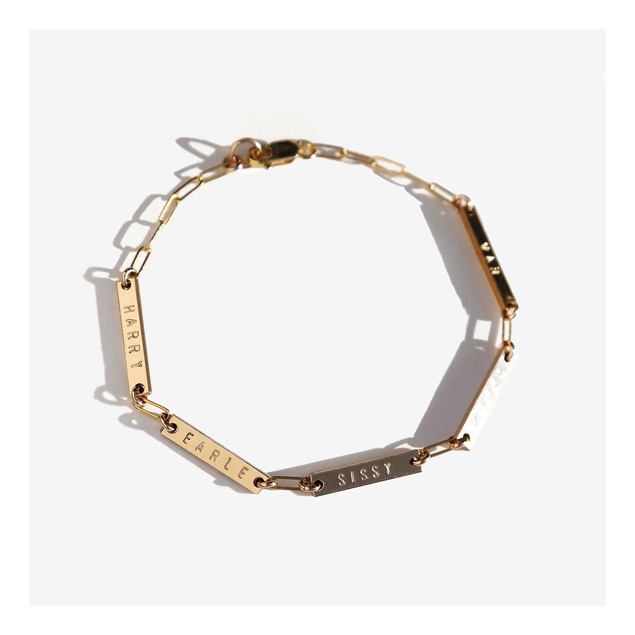 Personalized multi bar link chain bracelet