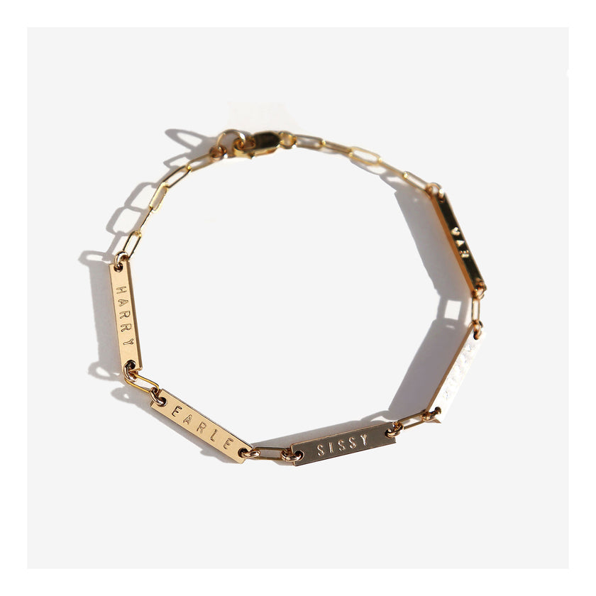 Personalized multi bar link chain bracelet